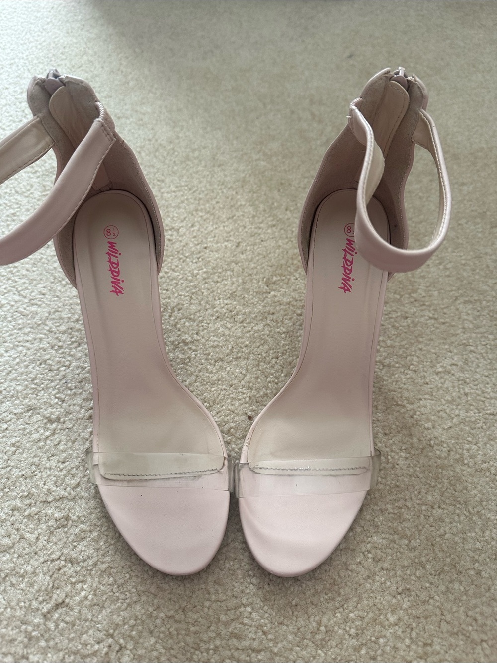 Charlotte Russe Nude Clear Strap Stiletto Heels Size 8.5 👠